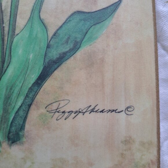 Set of 4 Floral Watercolor Resin Wall Tiles Signed Peggy Abrams - Picture 7 of 10